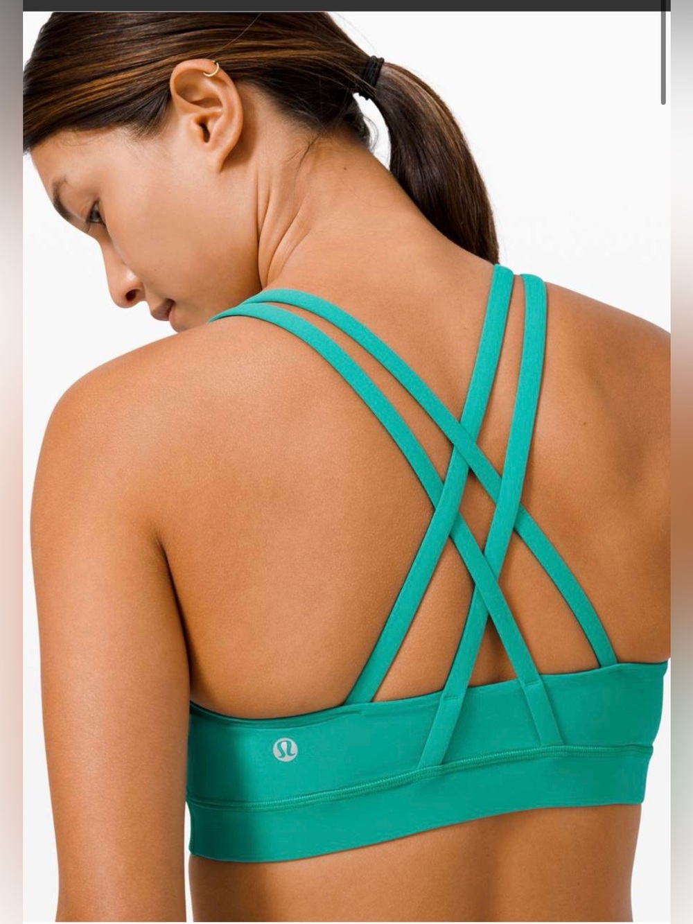 Lululemon Energy Bra Medium Support, B–D Cup Intense Teal Size 8 - Picture 2 of 5
